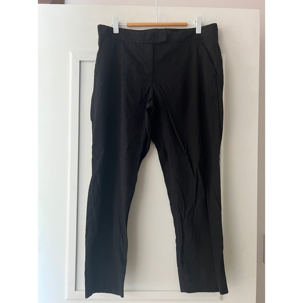 Theory Womens Black Linen Blend Stretch Trousers Pants Size 8 32x25x11